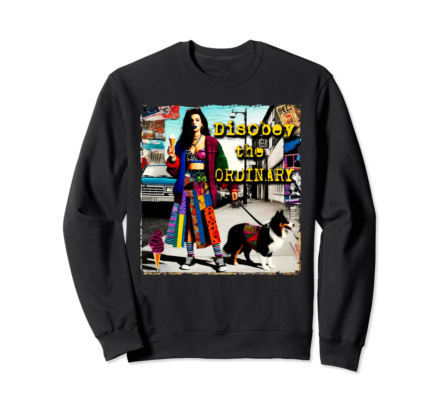 90S Dog Pop Punk Grunge Colorful Sweatshirt - Streetwear Style Unisex