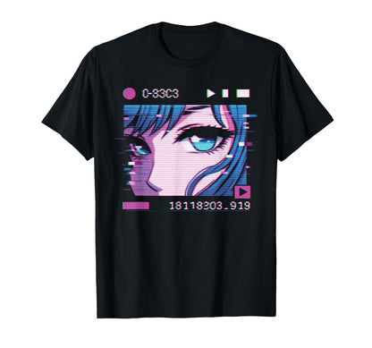 Anime Vaporwave Aesthetic Glitch T-Shirt - Streetwear Style for Adults