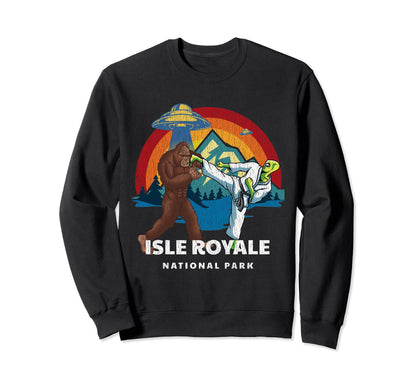 Isle Royale National Park Bigfoot Alien Sweatshirt - Unique Graphic Unisex