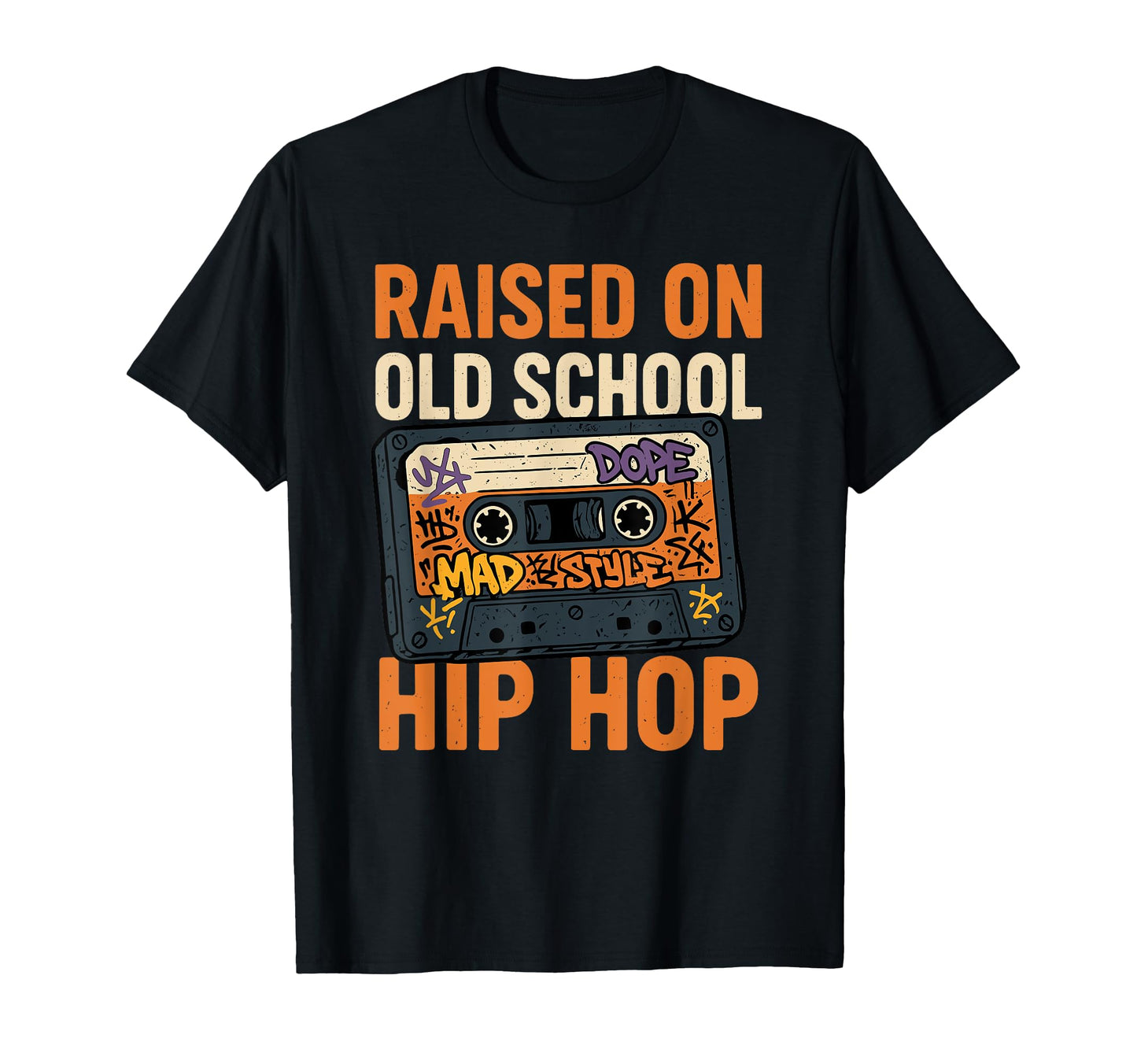 Raised Old School Hip Hop Cassette Rap T-Shirt - Minimalist Print Unisex