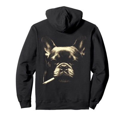 French Bulldog Smoking Cigarette Grunge Hoodie - Unique Graphic for Adults