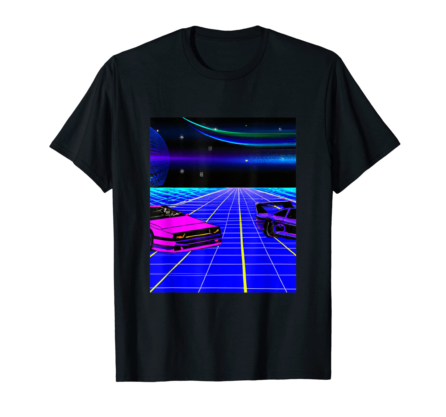 Vaporwave Car Synthwave City T-Shirt - Fun Novelty Design Men Women