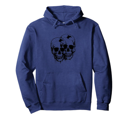 Twin Skull Horror Grunge Art Dark Alt Hoodie - Graphic Print Unisex