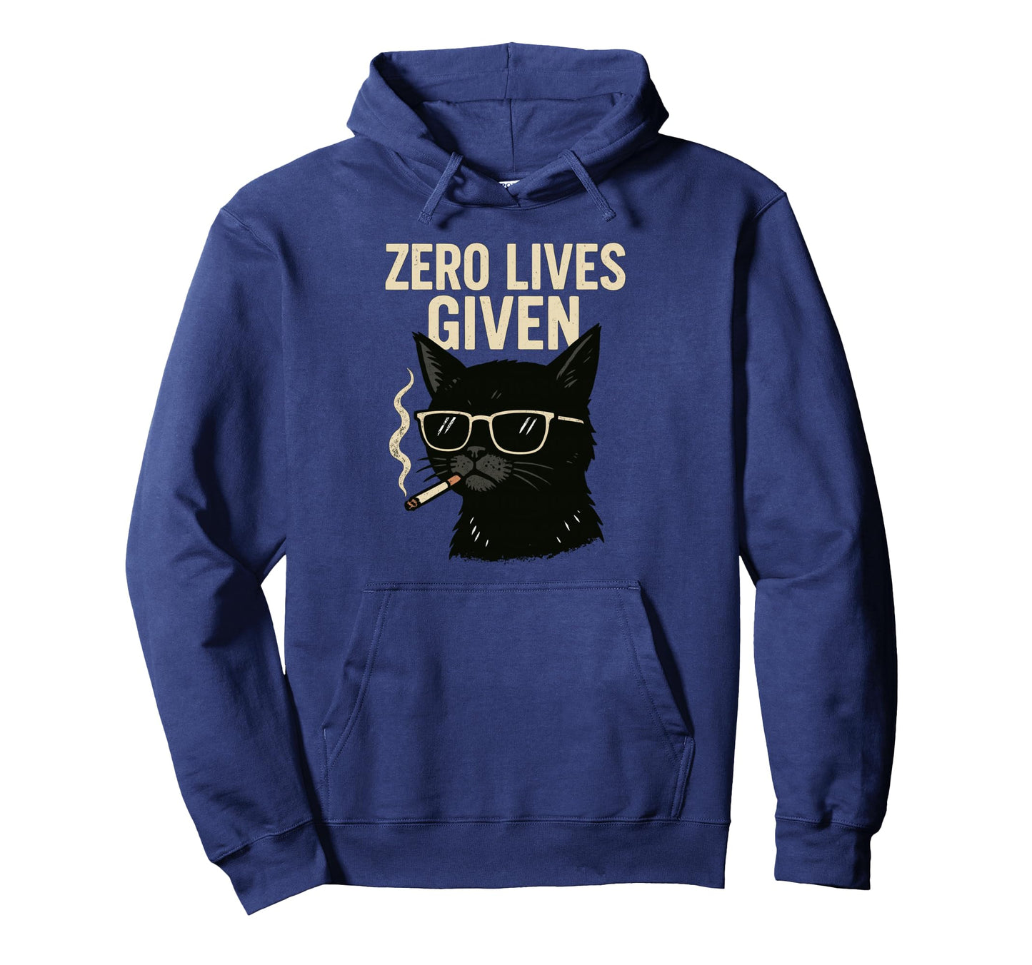 Rebellious Black Cat Smoking Zero Lives Hoodie - Unique Graphic Unisex