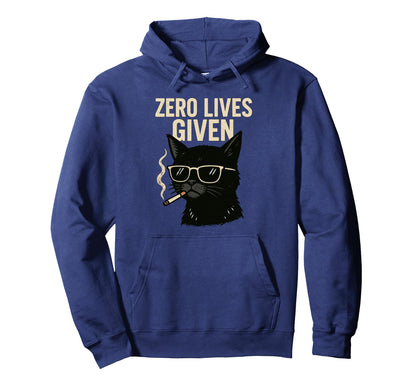 Rebellious Black Cat Smoking Zero Lives Hoodie - Unique Graphic Unisex