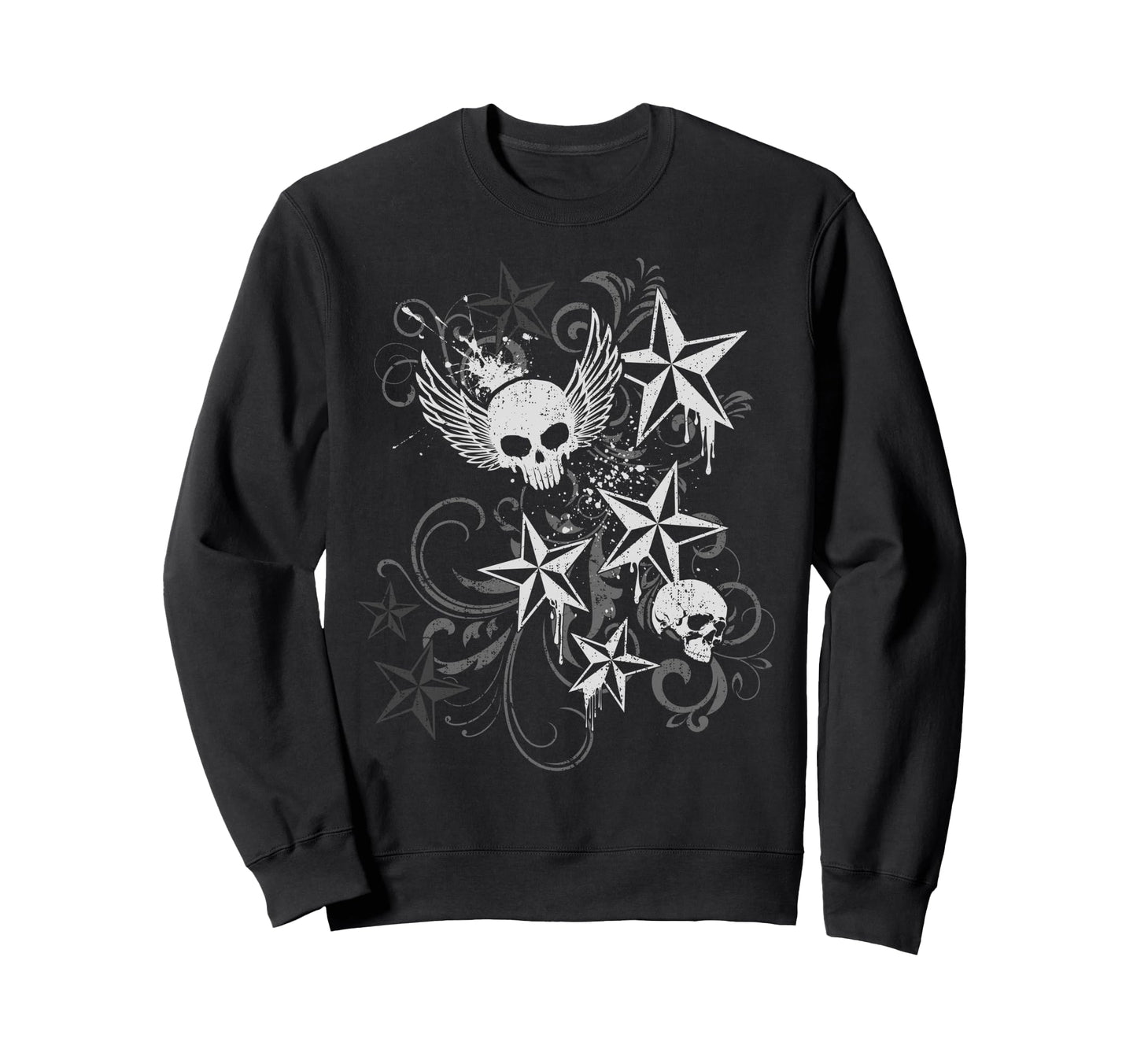 Y2K Grunge Skull Wings 2000S 90S Emo Sweatshirt - Trendy Graphic Unisex