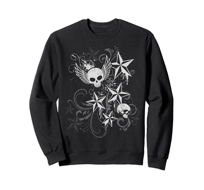Y2K Grunge Skull Wings 2000S 90S Emo Sweatshirt - Trendy Graphic Unisex