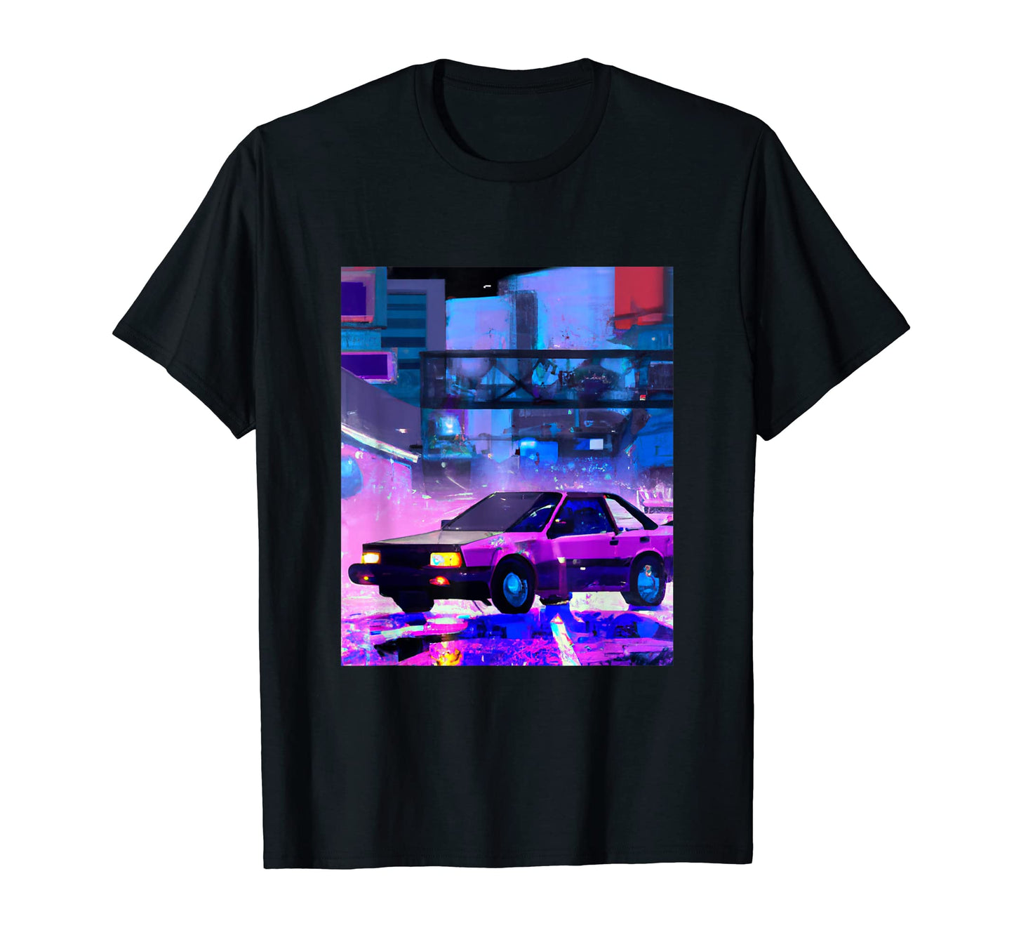 Vaporwave Car Synthwave City T-Shirt - Aesthetic Graphic Men Women