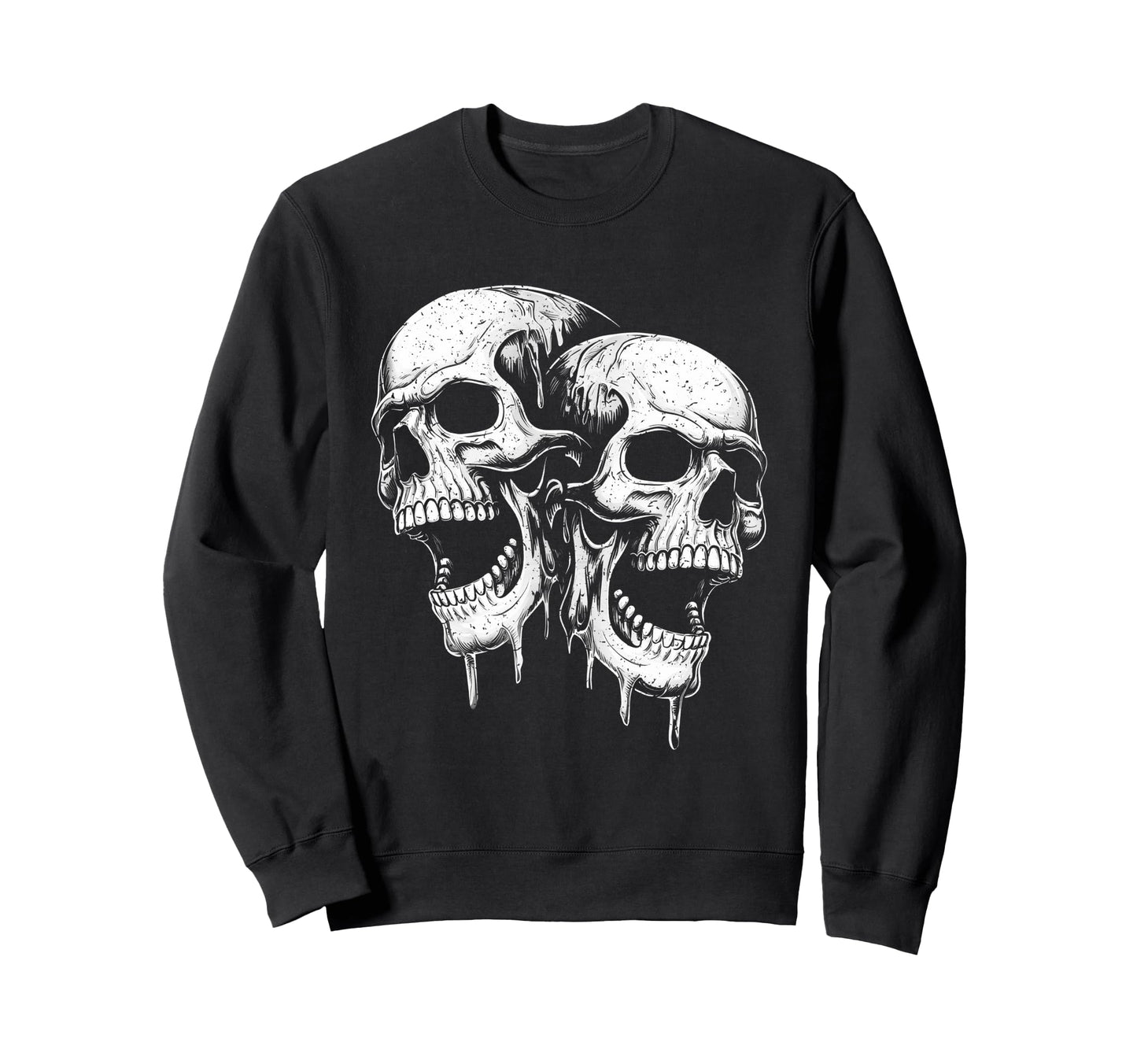 Screaming Skull Skulls Grunge 90S Sweatshirt - Graphic Print for Adults