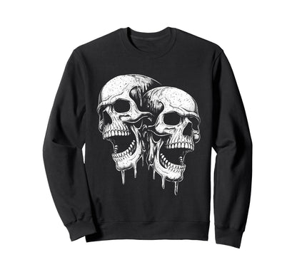 Screaming Skull Skulls Grunge 90S Sweatshirt - Graphic Print for Adults