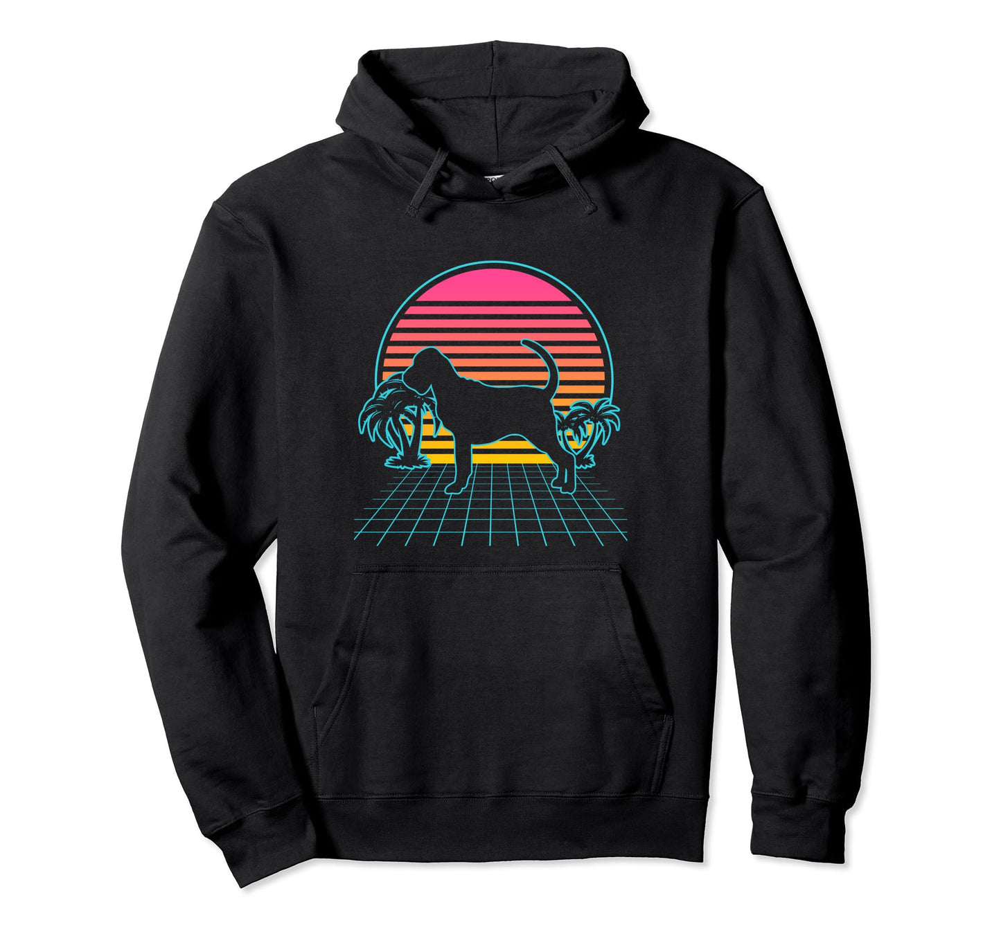 Bloodhound Dog 80S Vaporwave Aesthetic Hoodie - Unique Graphic Unisex