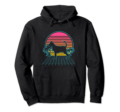 Bloodhound Dog 80S Vaporwave Aesthetic Hoodie - Unique Graphic Unisex