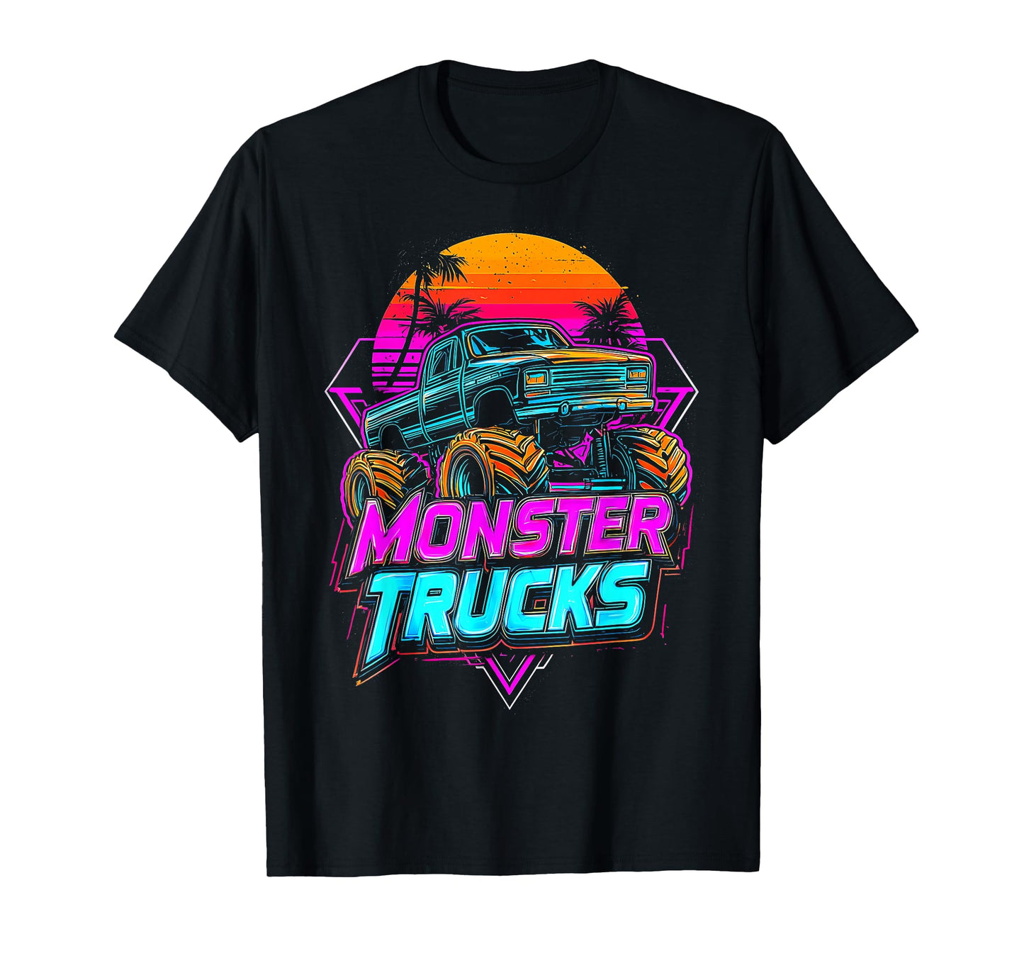 Monster Truck 4 Wheeler Vaporwave T-Shirt - Trendy Graphic for Adults