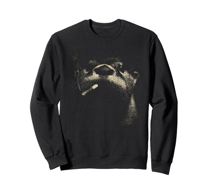 Naughty Otter Smoking Cigarette Sweatshirt - Fun Novelty Design Unisex