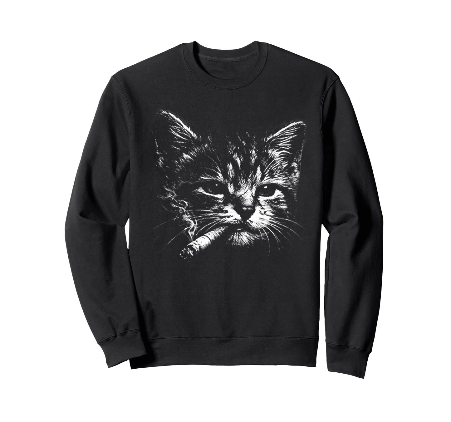 Cigarette Kitten Funny Grunge Y2K Sweatshirt - Graphic Print for Adults