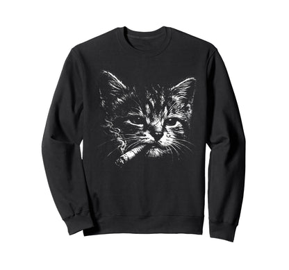 Cigarette Kitten Funny Grunge Y2K Sweatshirt - Graphic Print for Adults