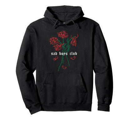 Sad Club Red Roses Aesthetic Soft Grunge Hoodie - Graphic Print for Adults