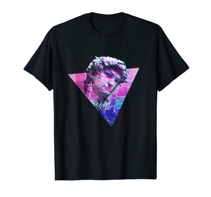 Thinking Statue Glitch Vaporwave T-Shirt - Custom Art Print Unisex