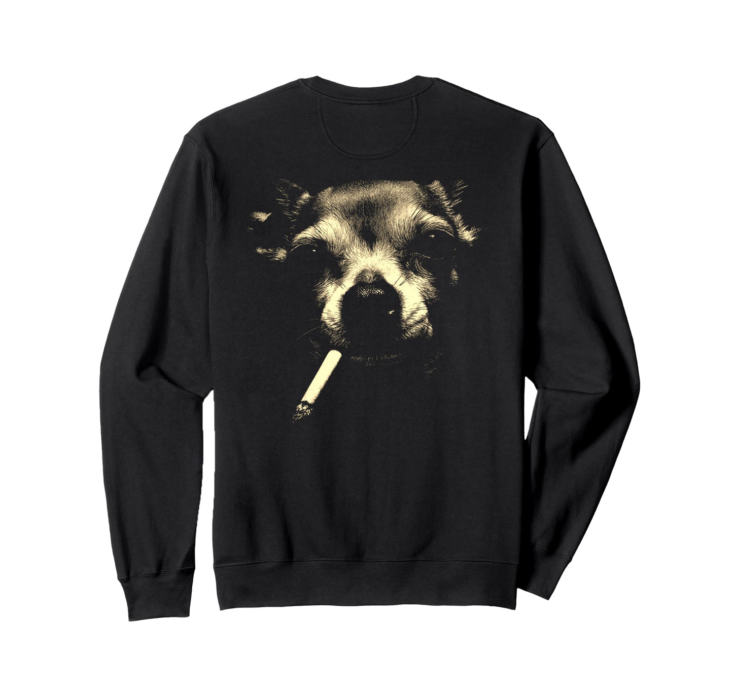 Chihuahua Smoking Cigarette Grunge Sweatshirt - Novelty Apparel for Adults