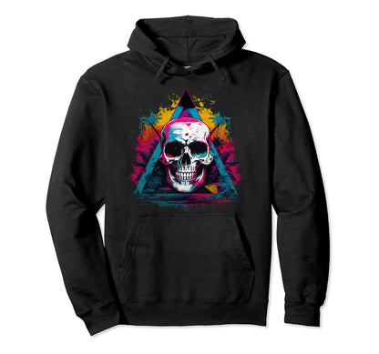 Skull Vaporwave Retrowave Aesthetic Hoodie - Minimalist Print for Adults