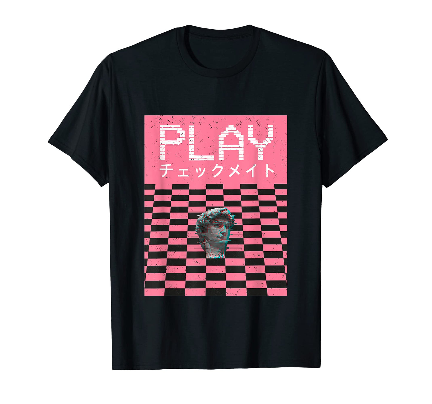 Play Statue Chess Pattern Vaporwave T-Shirt - Aesthetic Graphic Men Women