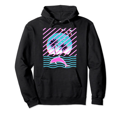 Aesthetic Vaporwave Dolphin Japanese 80S Hoodie - Aesthetic Graphic Unisex