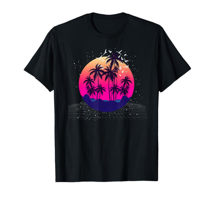 Vaporwave Aesthetic 80S Art Tropical T-Shirt - Casual Everyday Wear Unisex
