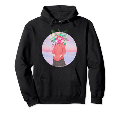Vaporwave Aesthetic Japanese Floral Hoodie - Aesthetic Graphic for Adults