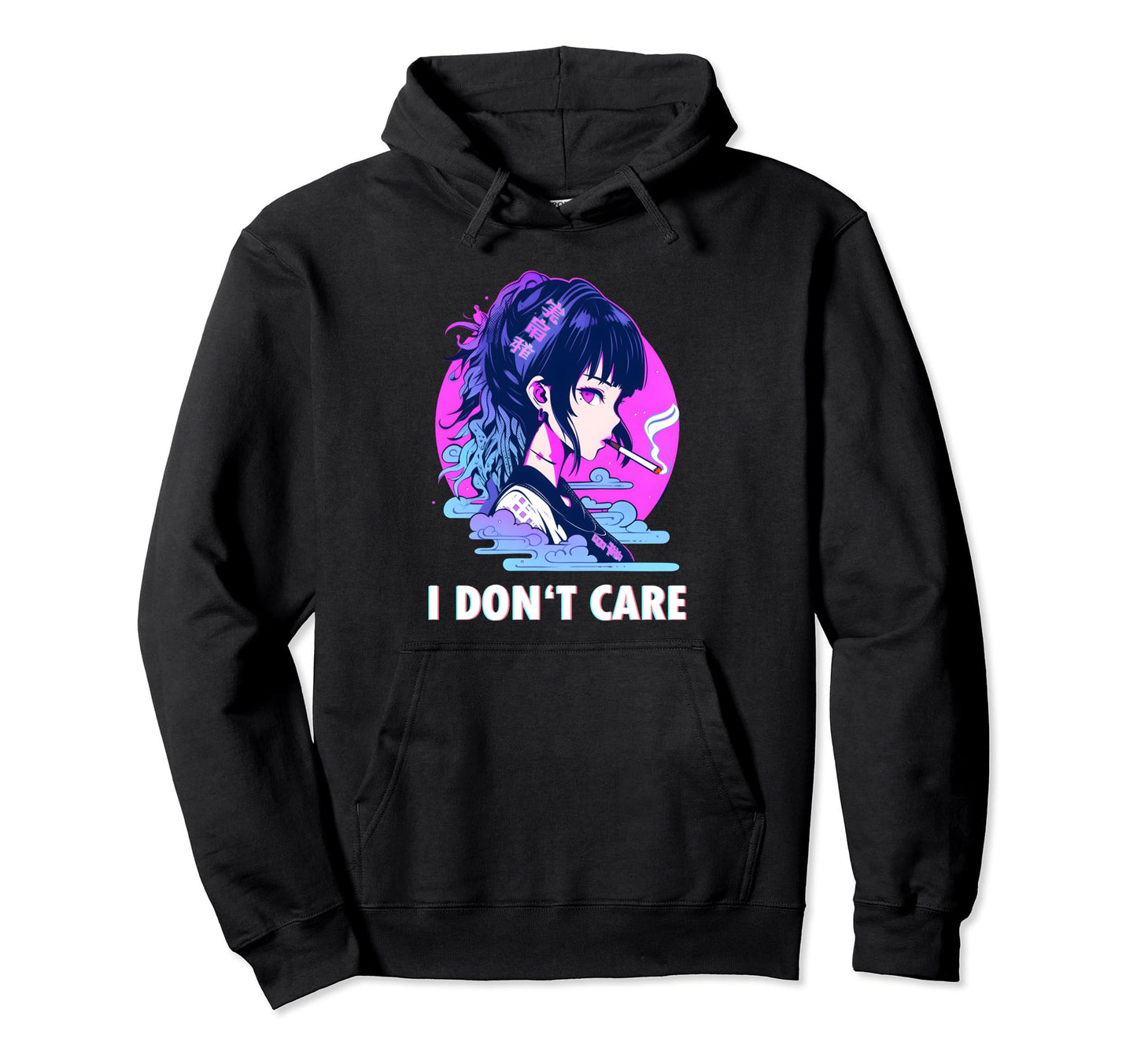 Aesthetic Vaporwave I Dont Care Anime Hoodie - Graphic Print Men Women
