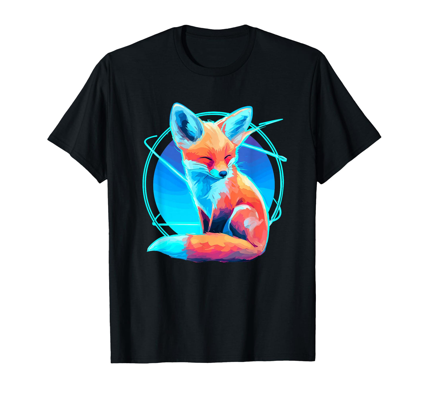 Cyber Fox Vaporwave Aesthetic Nightscape T-Shirt - Novelty Apparel Unisex