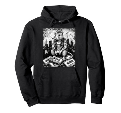 Grunge Rock Smoking Punk Rat Tattoos Hoodie - Aesthetic Graphic Unisex