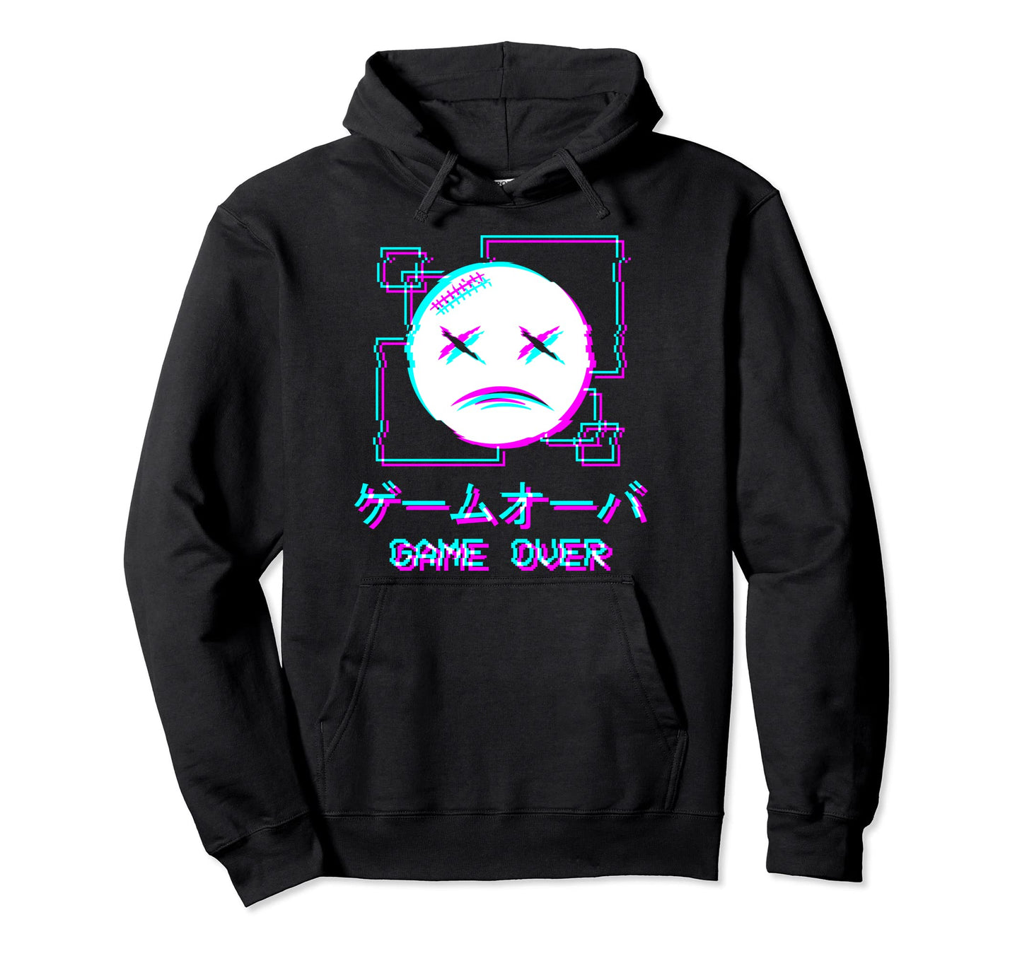 Vaporwave Aesthetic Sad Face Japanese Hoodie - Custom Art Print for Adults