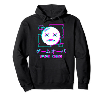 Vaporwave Aesthetic Sad Face Japanese Hoodie - Custom Art Print for Adults