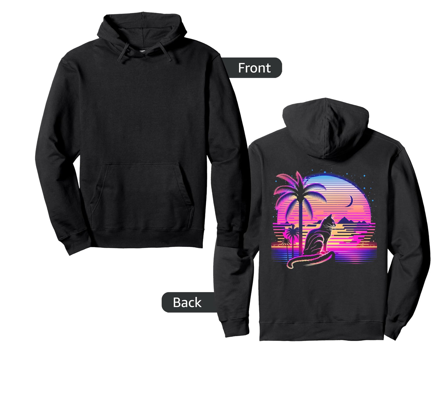 Cat Vaporwave Retrowave Aesthetic Hoodie - Streetwear Style for Adults