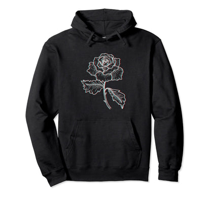 Glitch Rose Aesthetic Vaporwave Hoodie - Unique Graphic for Adults