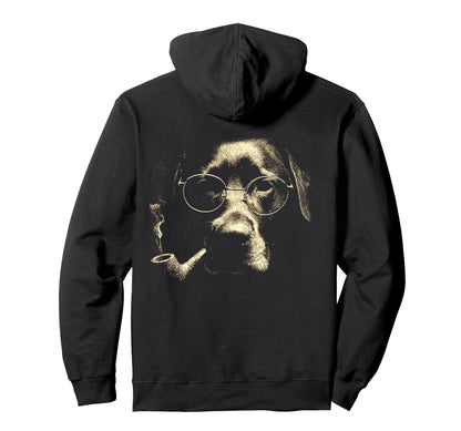 Labrador Retriever Glasses Smoking Pipe Hoodie - Graphic Print Unisex
