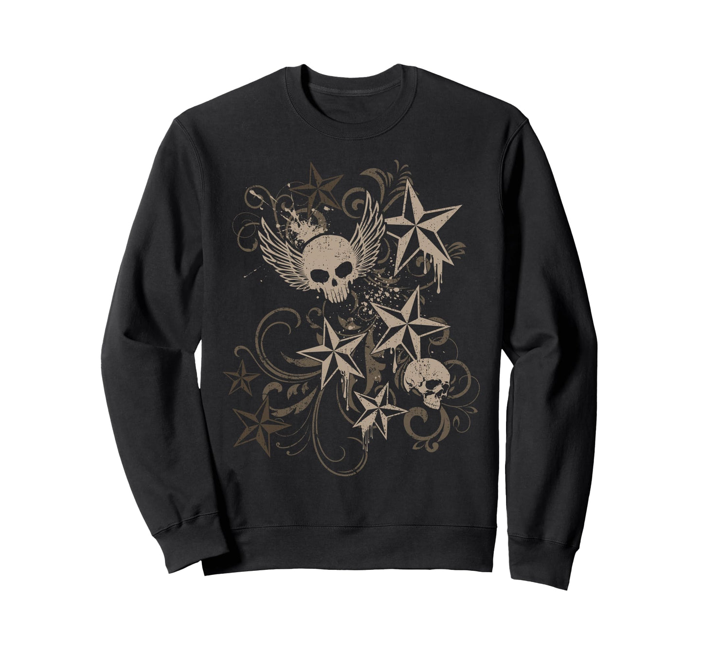 Y2K Grunge 2000S Skull Star Emo Sweatshirt - Fun Novelty Design Men Women