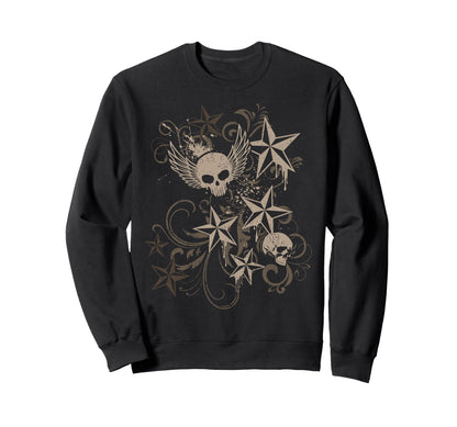 Y2K Grunge 2000S Skull Star Emo Sweatshirt - Fun Novelty Design Men Women