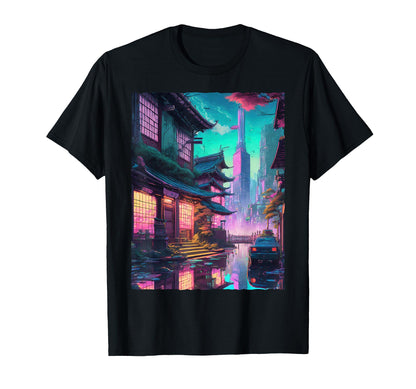 Japanese Vaporwave Synthwave Tokyo City T-Shirt - Graphic Print for Adults