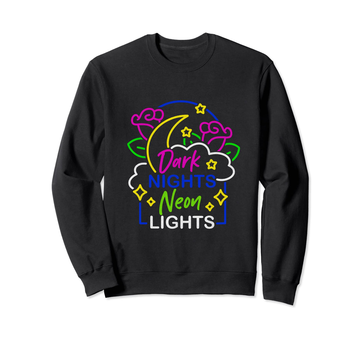 Dark Nights Neon Lights Gothic Sweatshirt - Casual Everyday Wear Unisex
