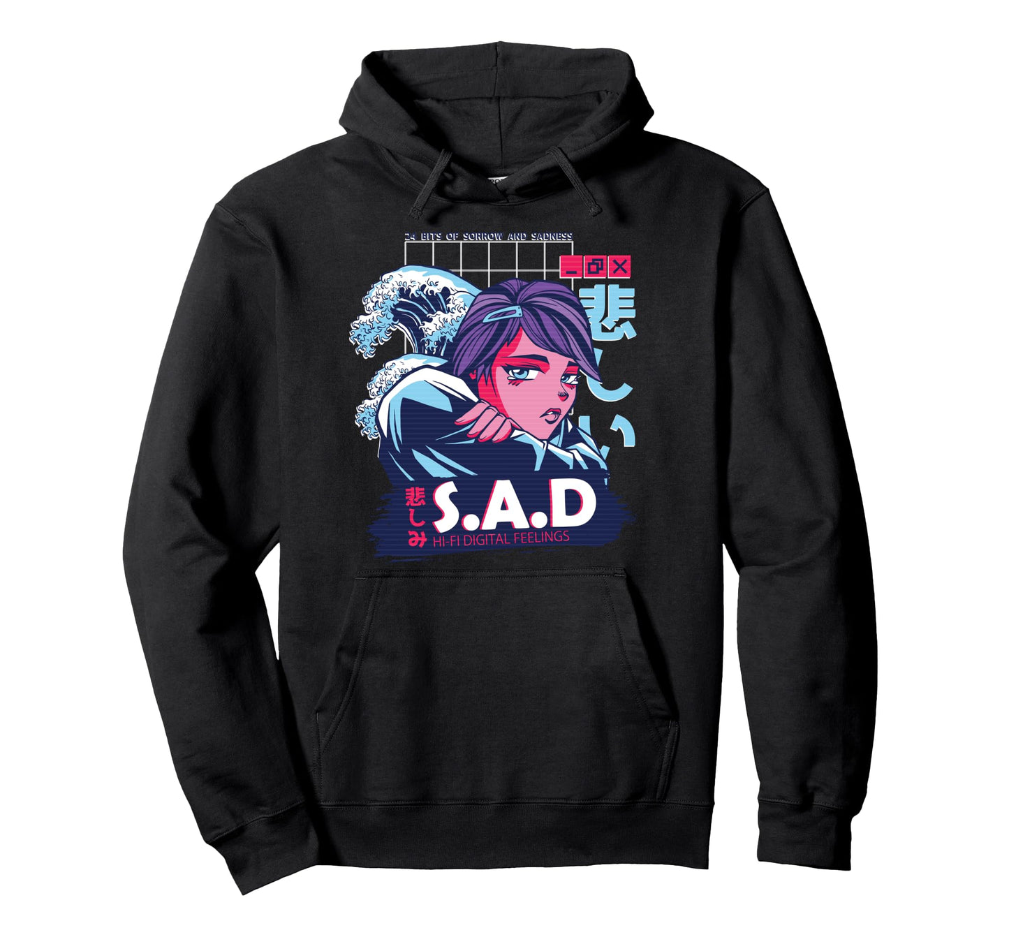 Synthwave Vaporwave Aesthetic Anime Hoodie - Fun Novelty Design Unisex