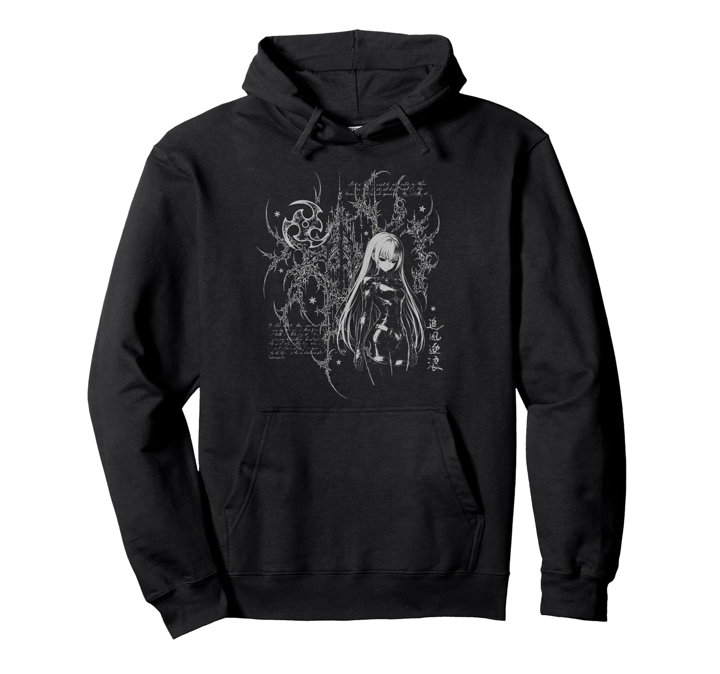 Y2K Grunge Anime Goth Alt Sigilism Hoodie - Minimalist Print for Adults