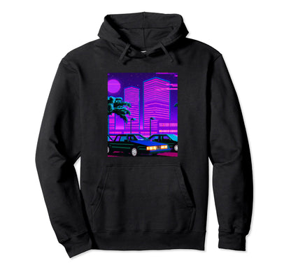 Vaporwave Aesthetic Synthwave City Hoodie - Trendy Graphic for Adults