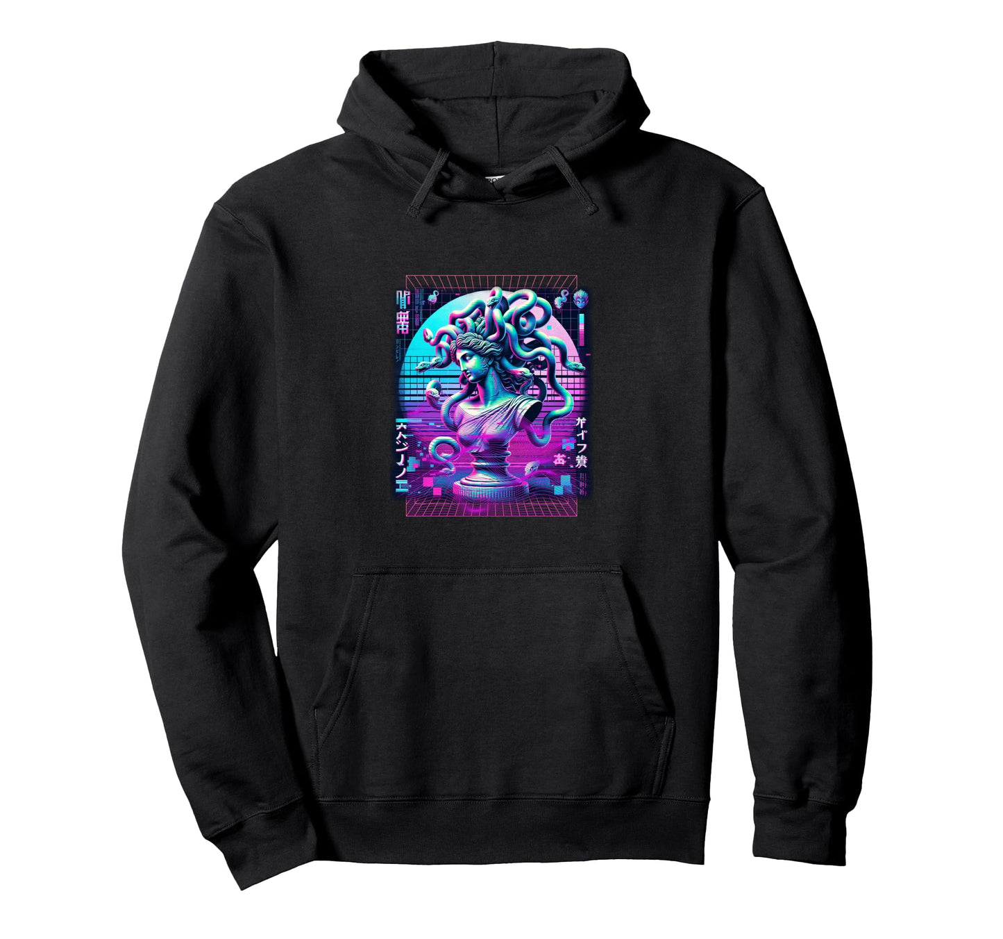 Vaporwave Medusa Statue Glitch Art Hoodie - Aesthetic Graphic Unisex