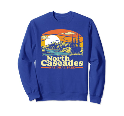 North Cascades National Park 80S Sweatshirt - Casual Everyday Wear Unisex
