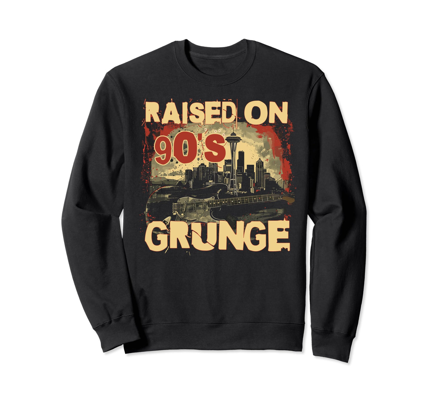 Raised 90S Grunge Rock Music Sweatshirt - Casual Everyday Wear for Adults