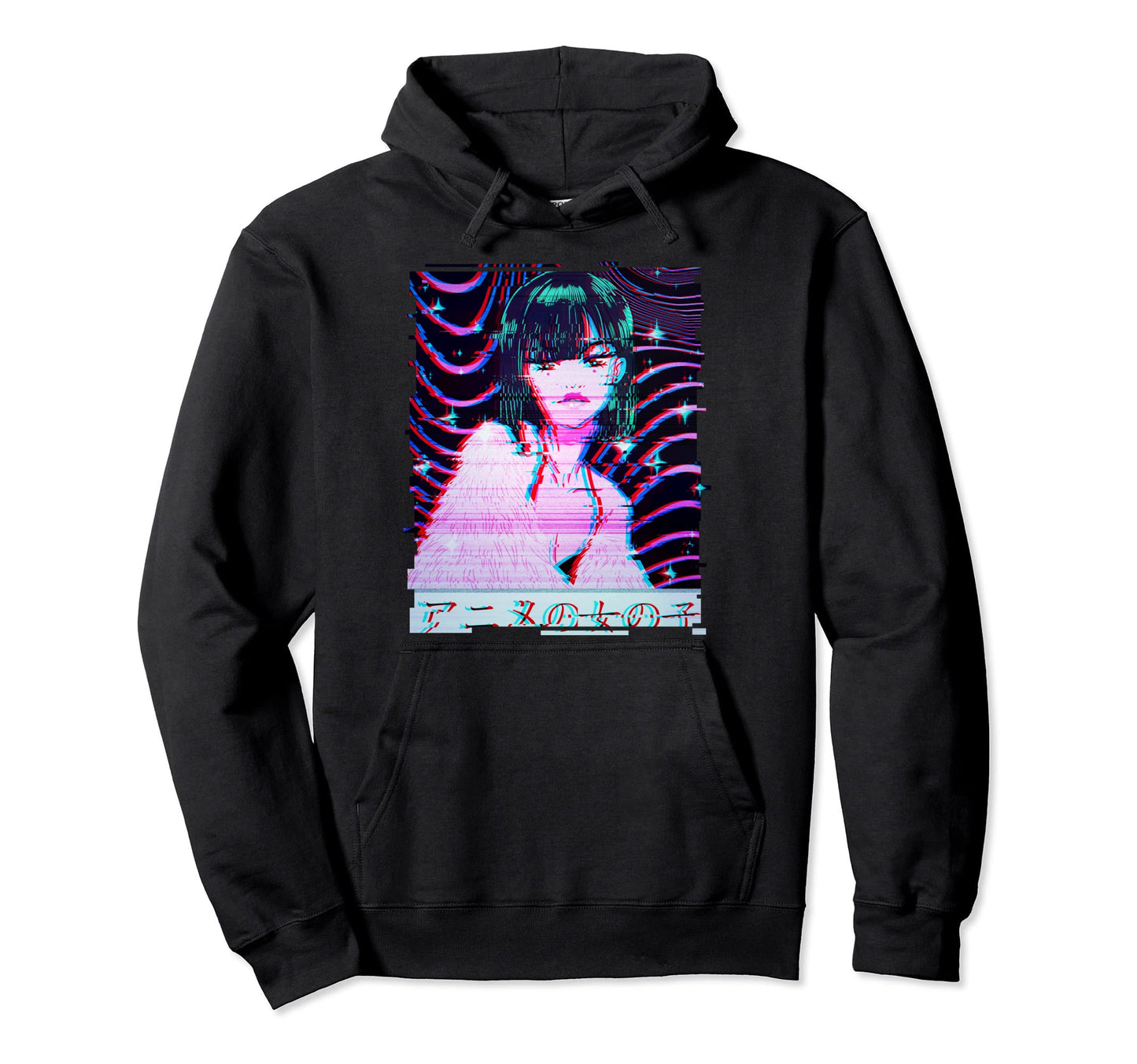 Aesthetic Vaporwave Waifu Japanese Glitch Hoodie - Custom Art Print Unisex