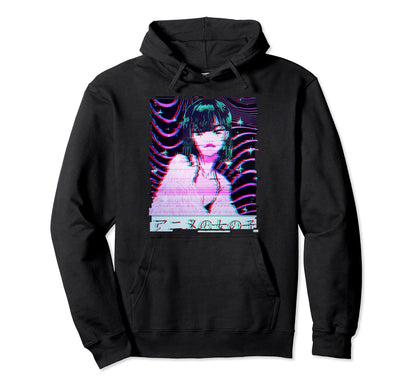 Aesthetic Vaporwave Waifu Japanese Glitch Hoodie - Custom Art Print Unisex