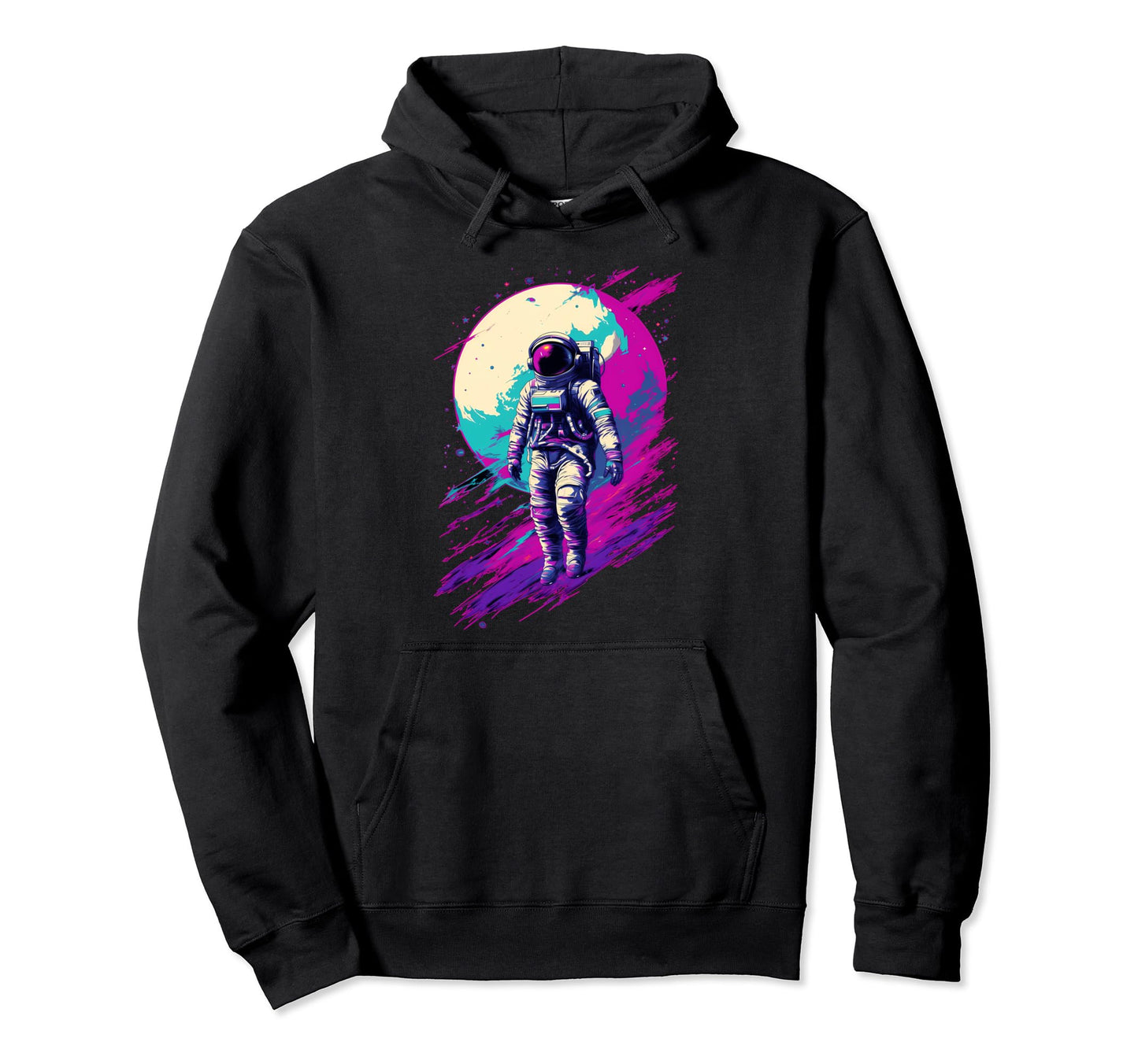Astronaut Vaporwave Aesthetic Glitch Hoodie - Graphic Print for Adults