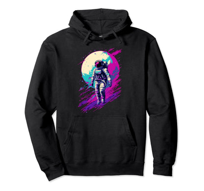 Astronaut Vaporwave Aesthetic Glitch Hoodie - Graphic Print for Adults